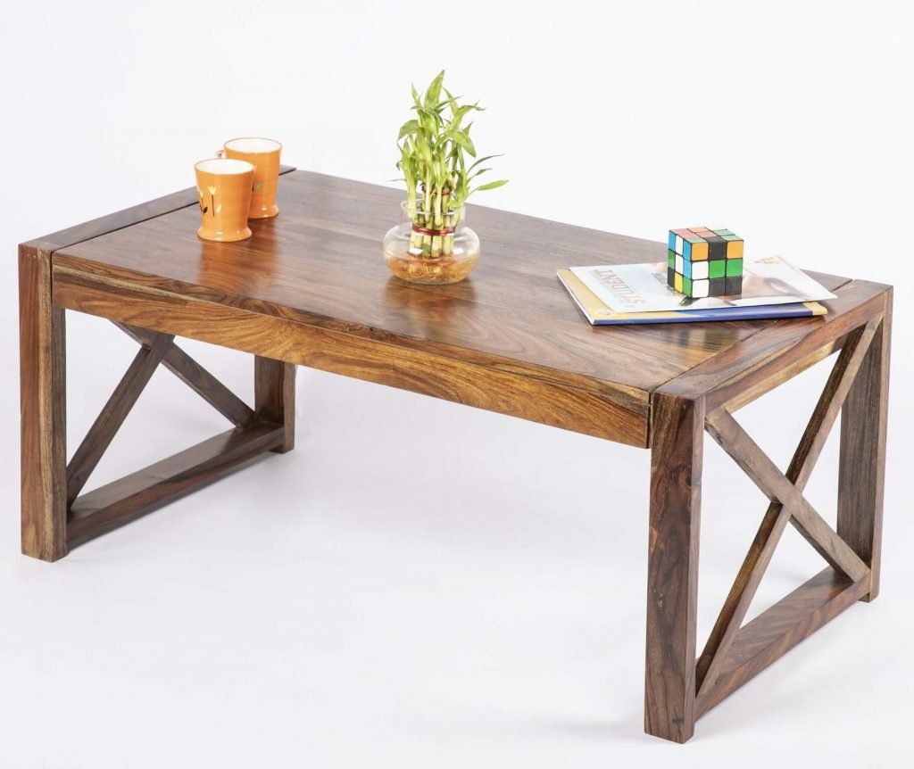 Hudson Sheesham Wood Coffee Table in Teak Finish Ikiriya
