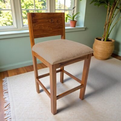 Ikiriya Osian Sheesham Wood Accent Bar Chair / Stool in Teak Finish