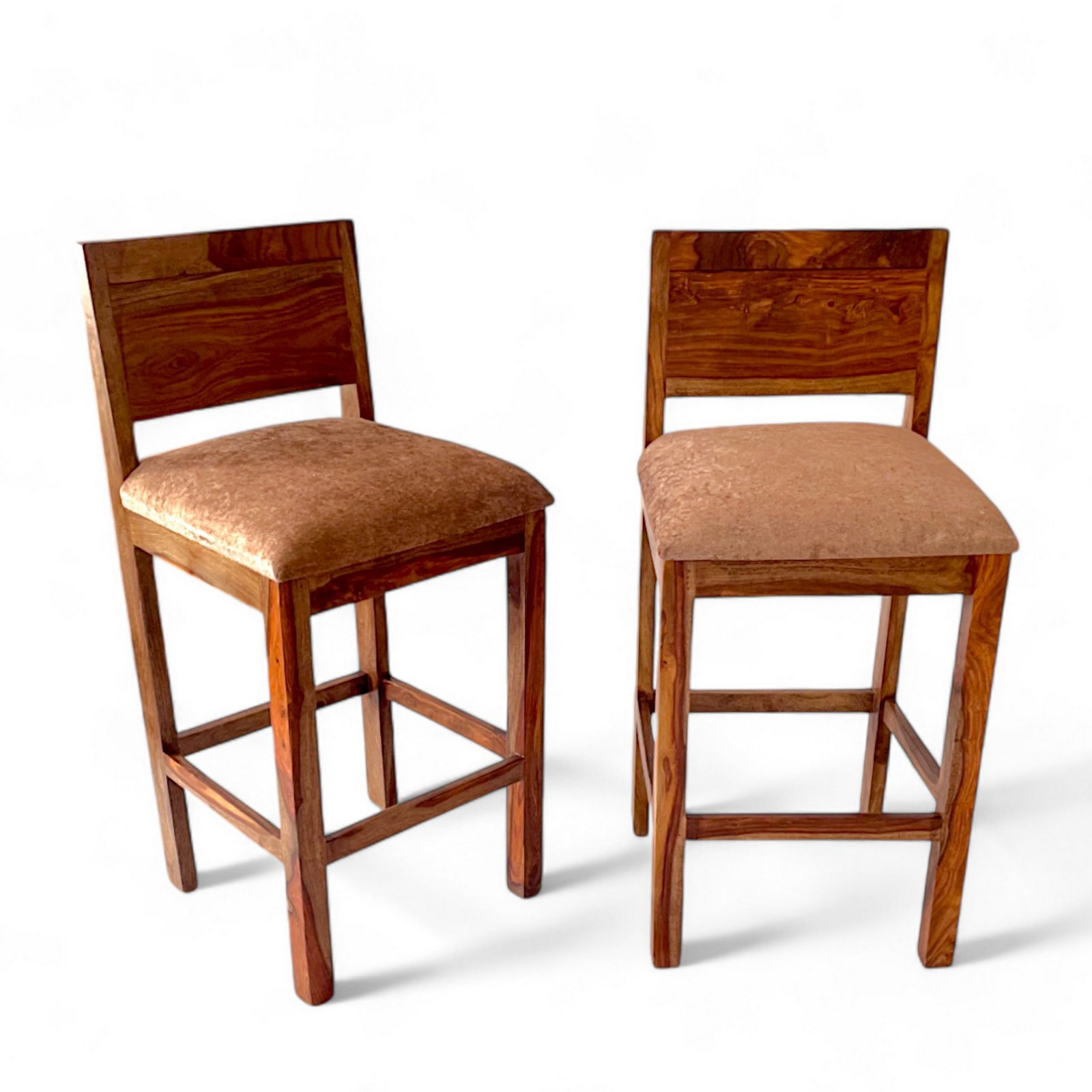 Ikiriya Osian Sheesham Wood Accent Bar Chair / Stool in Teak Finish - Image 2