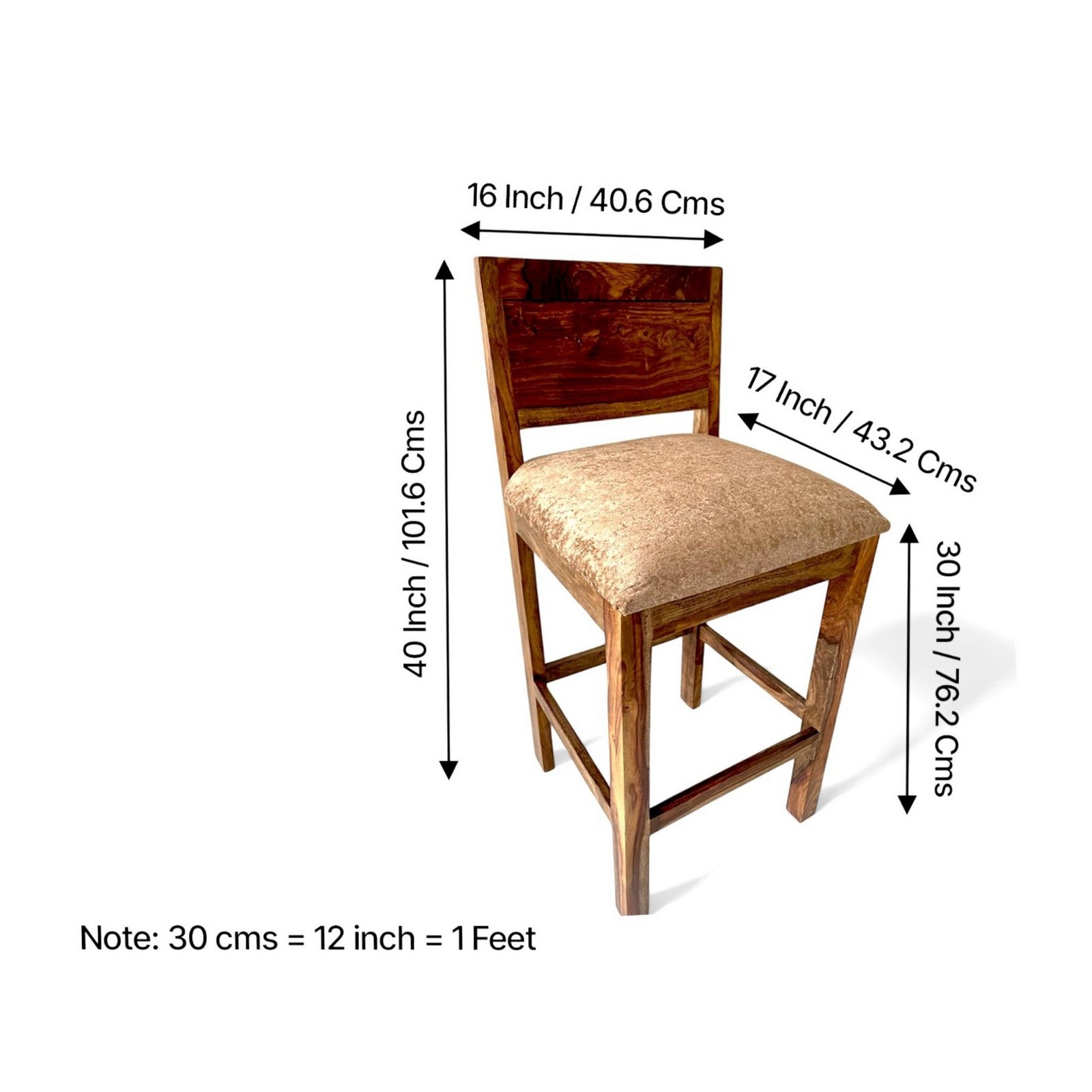 Ikiriya Osian Sheesham Wood Accent Bar Chair / Stool in Teak Finish - Image 5