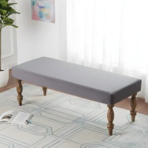Ikiriya Cairo Sheesham Wood Accent 3 Seater Bench in Iron Grey Velvet