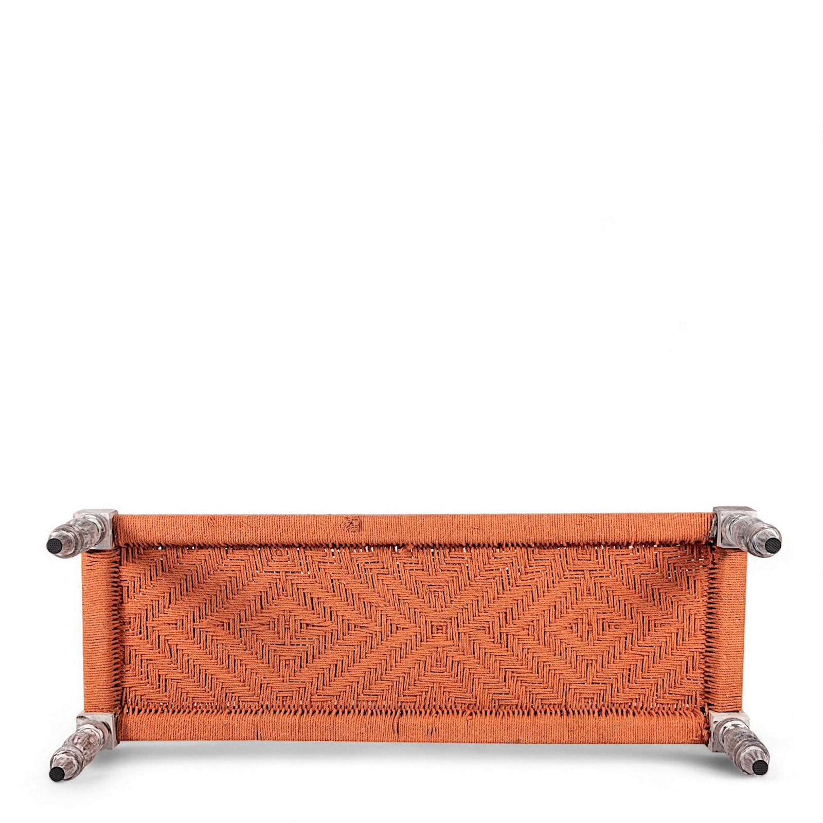 Ikiriya Hamilton Sheesham Wood Vintage 3 Seater Maachi Bench in Orange Rope Canning - Image 8