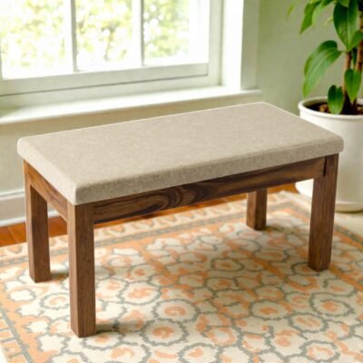 Ikiriya Maati Sheesham Wood Accent 2 Seater Bench in Jute Beige