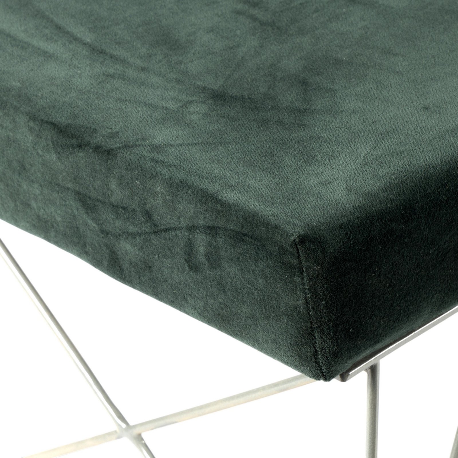 Ikiriya Zenith Sheesham Wood Accent 2 Seater Bench with Metal Legs in Dark Green Velvet - Image 6