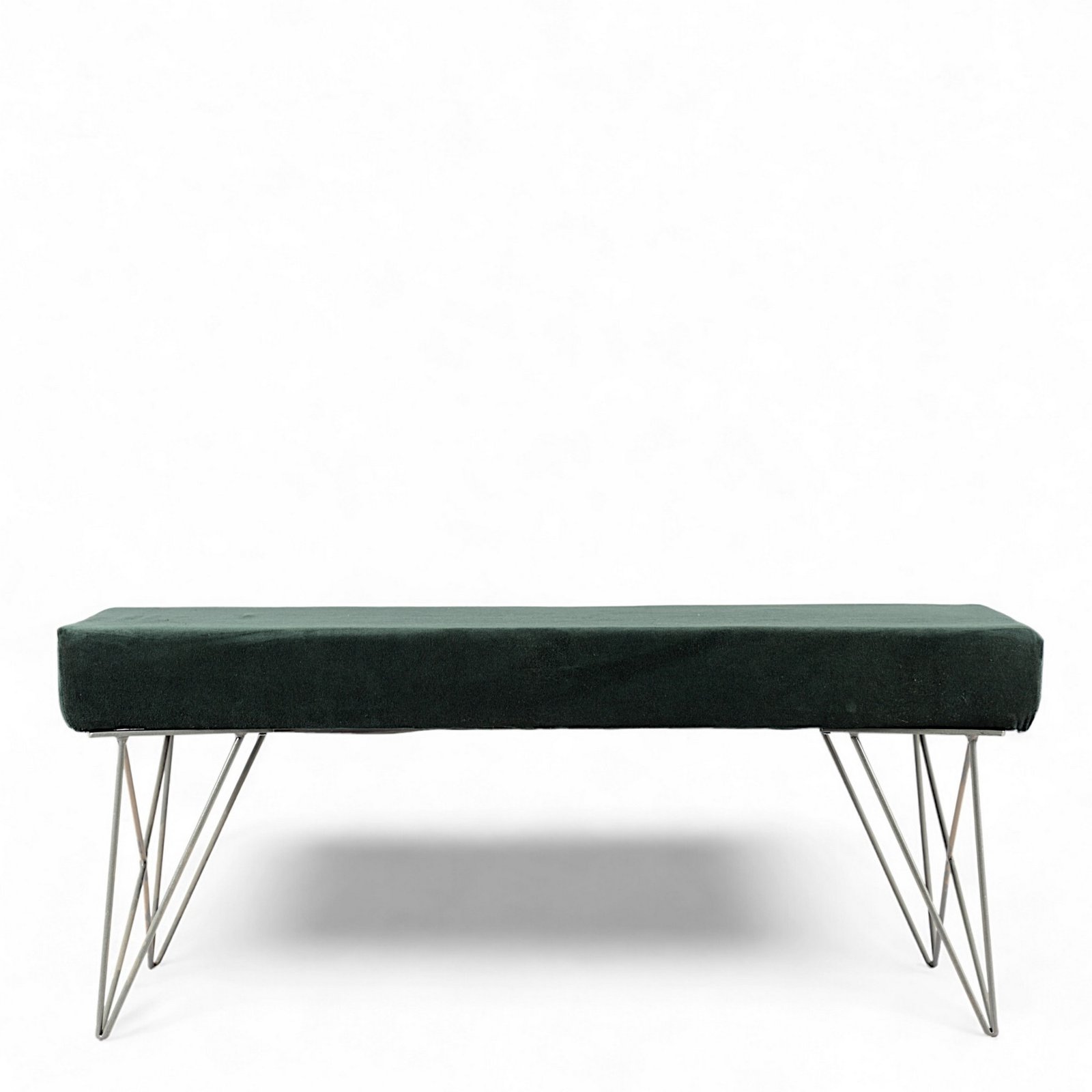 Ikiriya Zenith Sheesham Wood Accent 2 Seater Bench with Metal Legs in Dark Green Velvet - Image 8