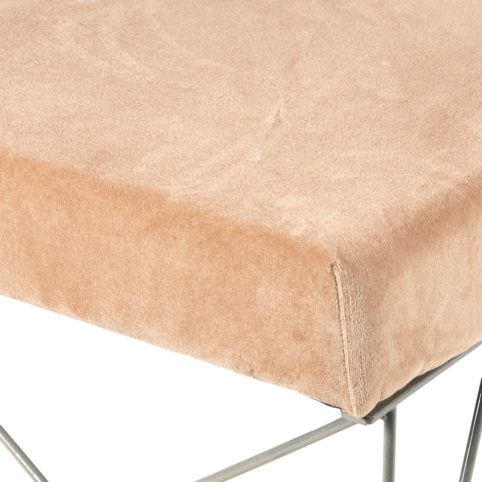 Ikiriya Zenith Sheesham Wood Accent 2 Seater Bench with Metal Legs in Peach Mosha Velvet - Image 8