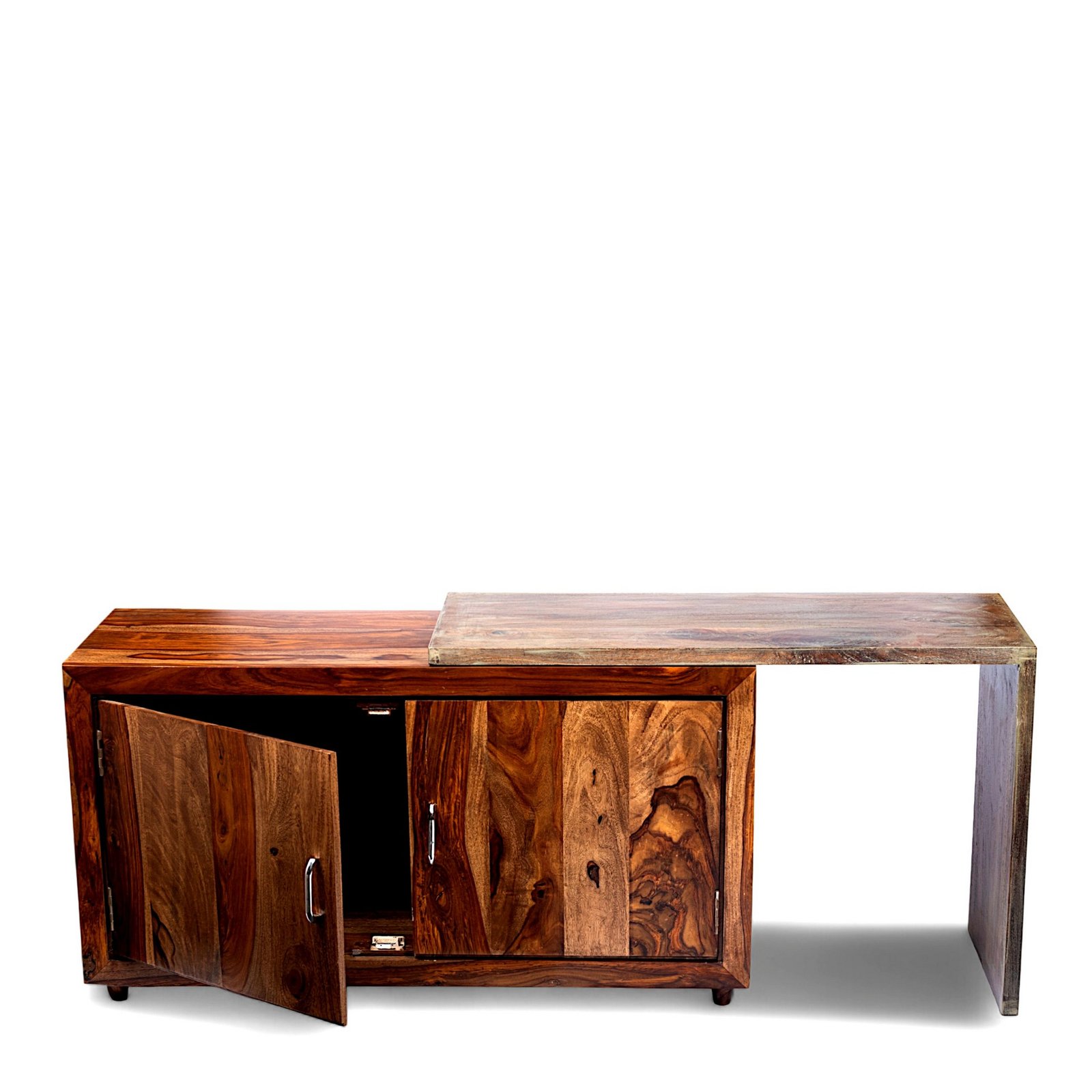 Ikiriya Dublin Sheesham Wood Minimalist TV Entertainment Unit for TV upto 60 inch in Teak Finish - Image 3