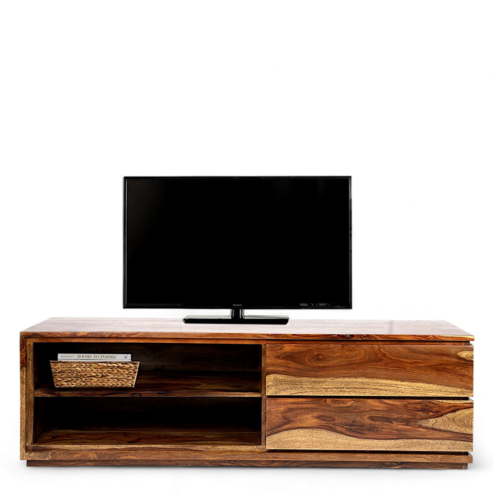Ikiriya Allen Sheesham Wood Contemporary TV Entertainment Unit for TV upto 70 inch in Teak Finish - Image 3