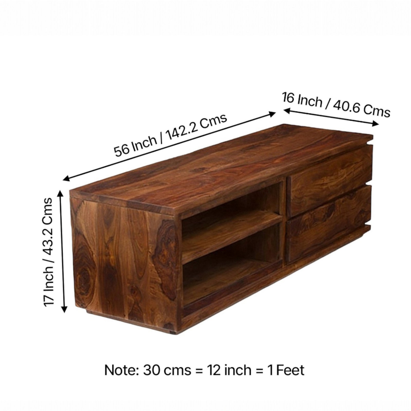 Ikiriya Allen Sheesham Wood Contemporary TV Entertainment Unit for TV upto 70 inch in Provisional Teak Finish - Image 3