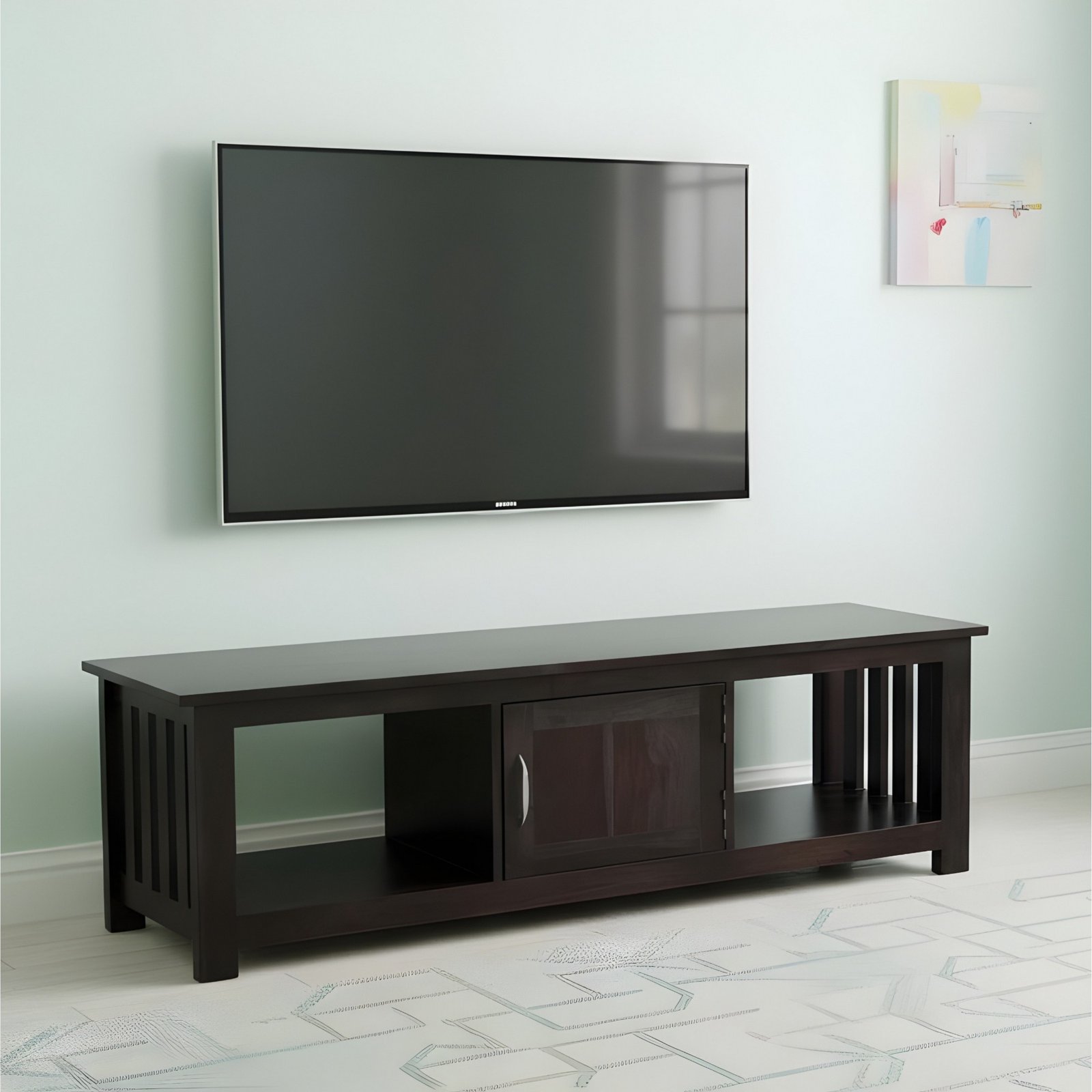 Ikiriya Elder Sheesham Wood Contemporary TV Entertainment Unit for TV upto 70 inch in Dark Mahagony Finish