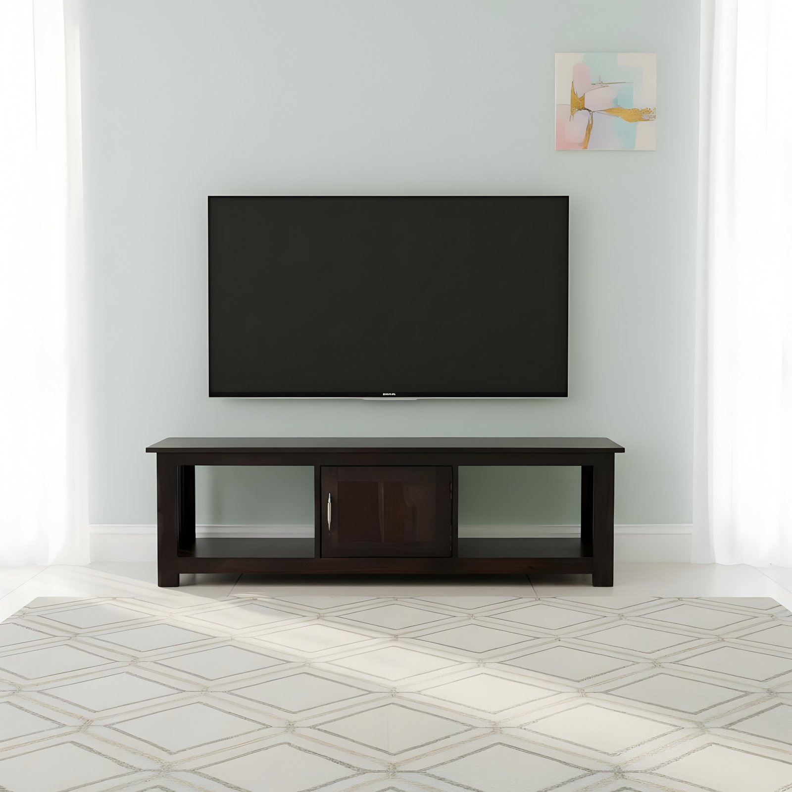 Ikiriya Elder Sheesham Wood Contemporary TV Entertainment Unit for TV upto 70 inch in Dark Mahagony Finish - Image 2