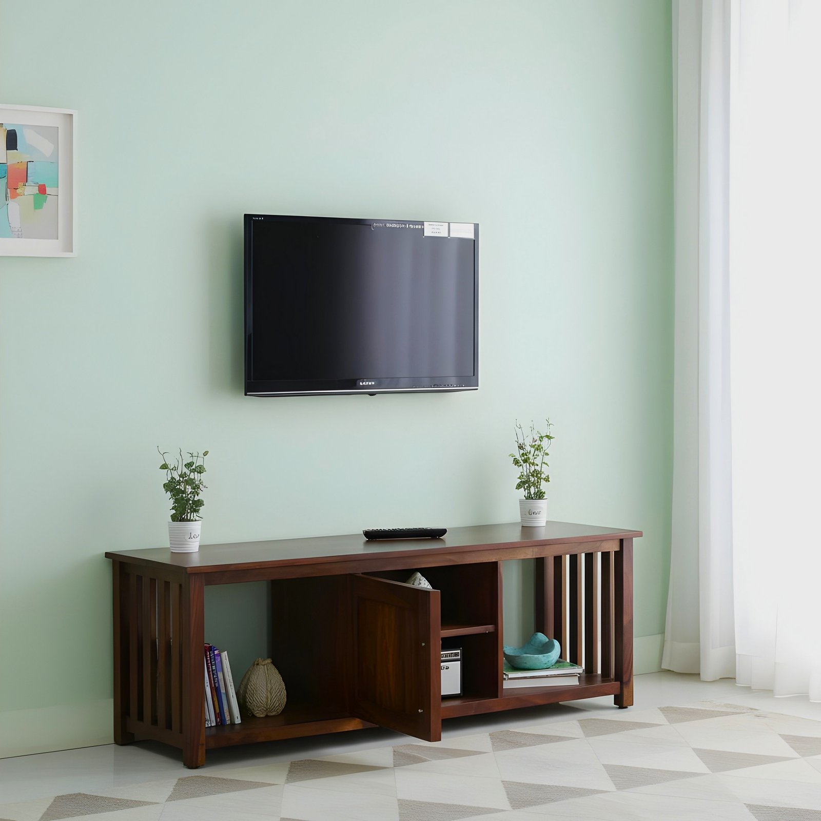Ikiriya Elder Sheesham Wood Contemporary TV Entertainment Unit for TV upto 70 inch in Provisional Teak Finish
