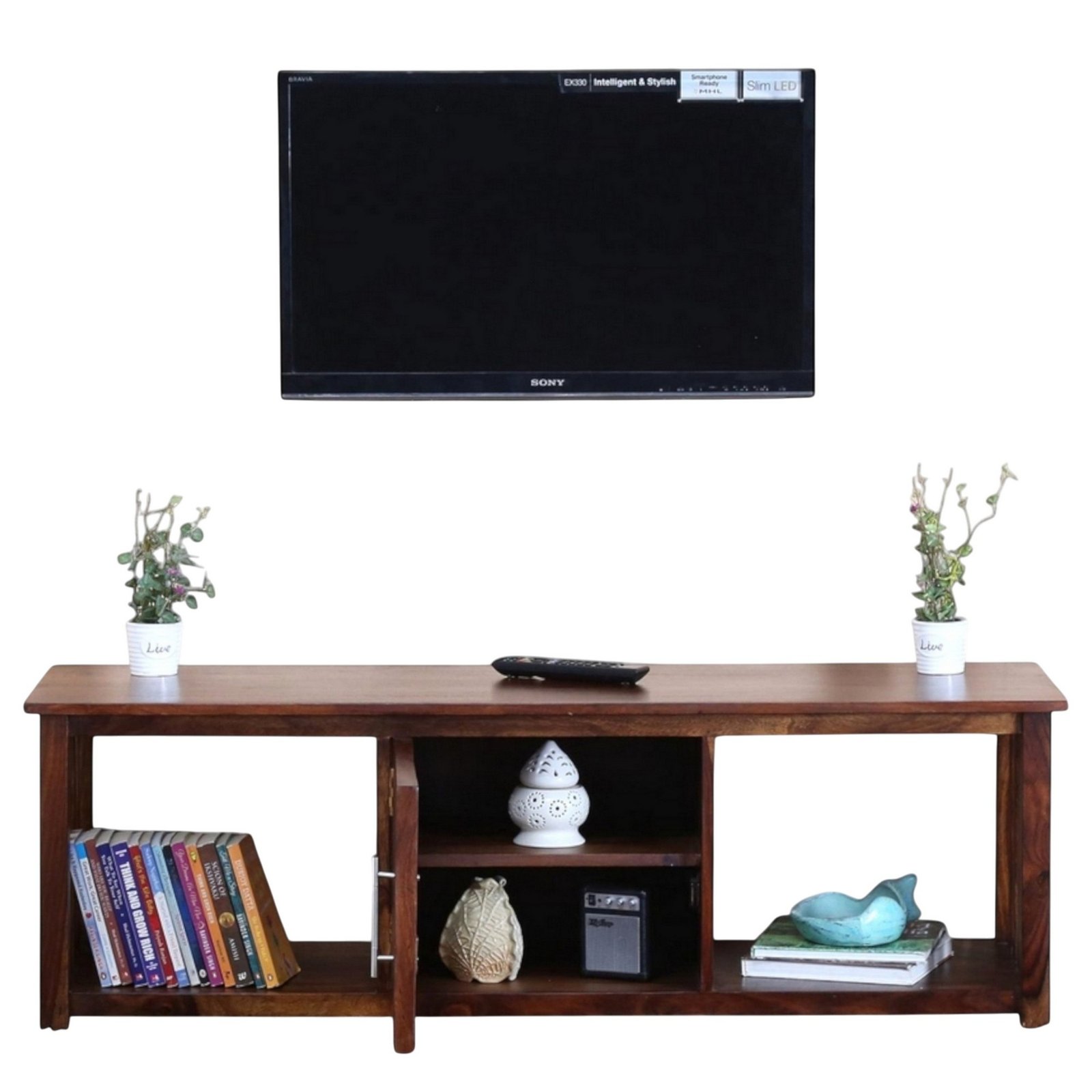 Ikiriya Elder Sheesham Wood Contemporary TV Entertainment Unit for TV upto 70 inch in Provisional Teak Finish - Image 2