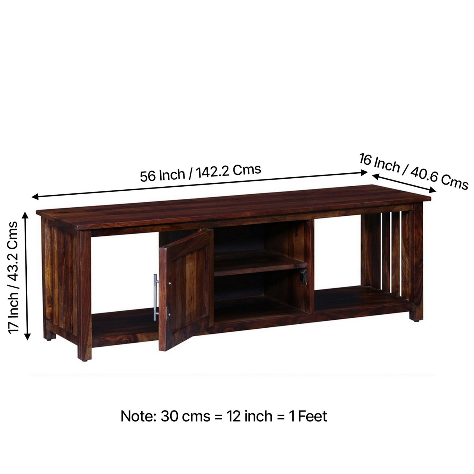 Ikiriya Elder Sheesham Wood Contemporary TV Entertainment Unit for TV upto 70 inch in Provisional Teak Finish - Image 5