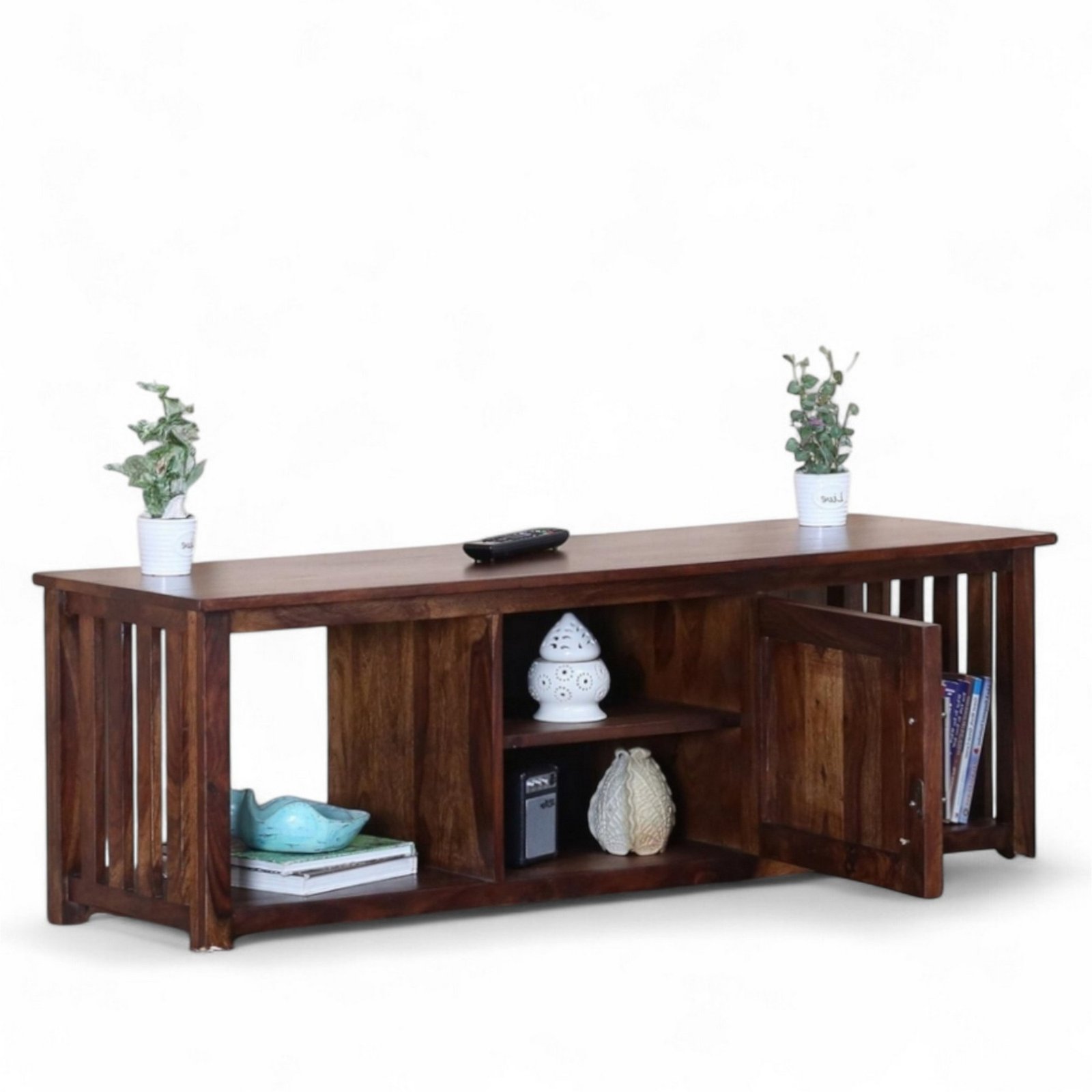 Ikiriya Elder Sheesham Wood Contemporary TV Entertainment Unit for TV upto 70 inch in Provisional Teak Finish - Image 8
