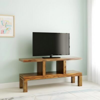 Ikiriya Allen Sheesham Wood Contemporary TV Entertainment Unit for TV upto 55 inch in Teak Finish