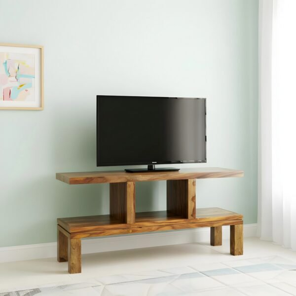 Ikiriya Allen Sheesham Wood Contemporary TV Entertainment Unit for TV upto 55 inch in Teak Finish