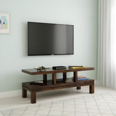 Ikiriya Allen Sheesham Wood Contemporary TV Entertainment Unit for TV upto 55 inch in Dark Mahagony Finish