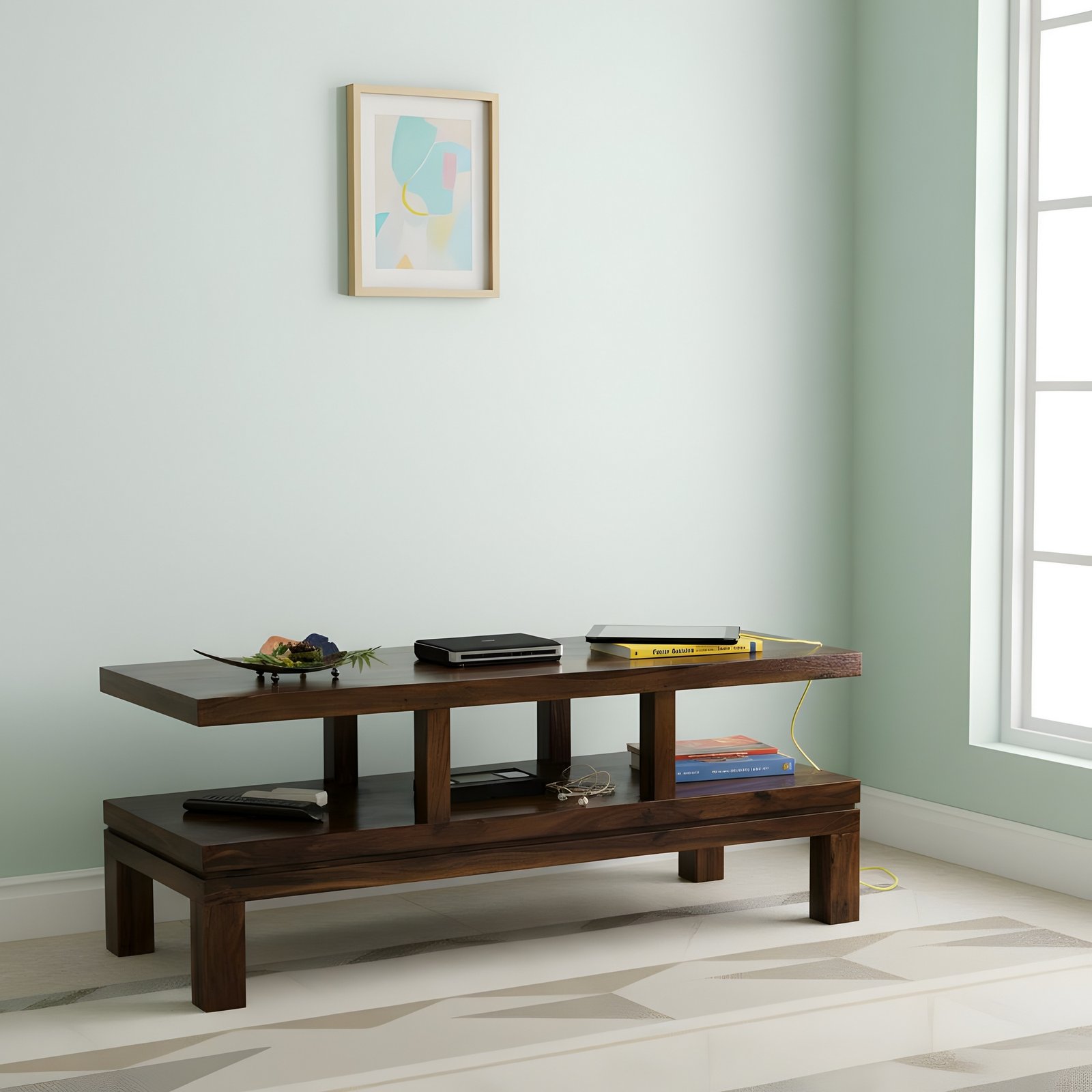 Ikiriya Allen Sheesham Wood Contemporary TV Entertainment Unit for TV upto 55 inch in Dark Mahagony Finish - Image 8