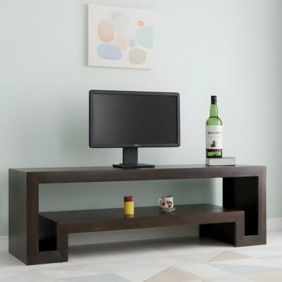 Ikiriya Elder Sheesham Wood Contemporary TV Entertainment Unit for TV upto 55 inch in Dark Mahagony Finish