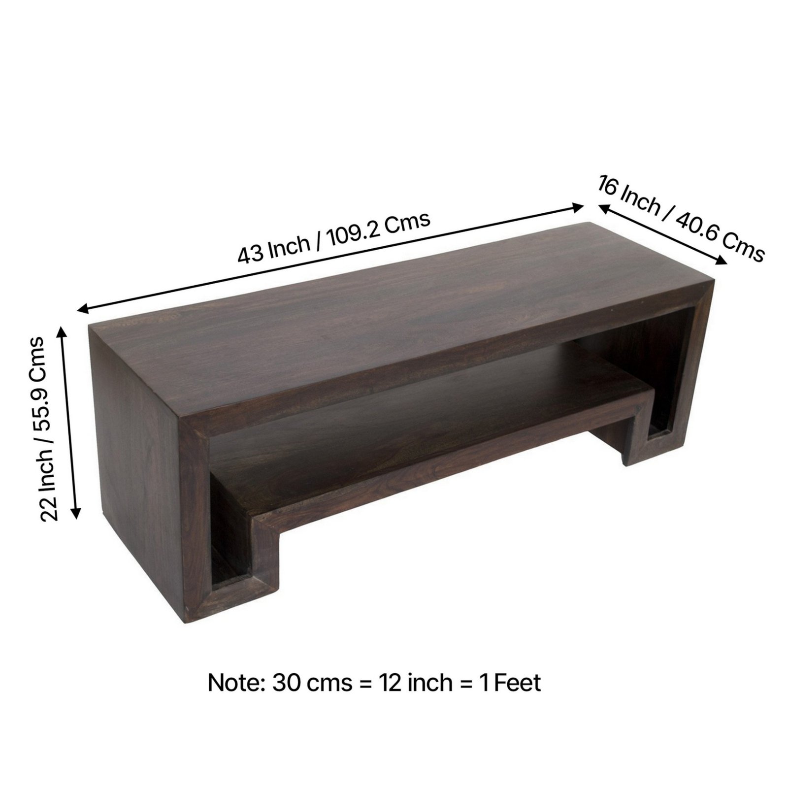 Ikiriya Elder Sheesham Wood Contemporary TV Entertainment Unit for TV upto 55 inch in Dark Mahagony Finish - Image 3