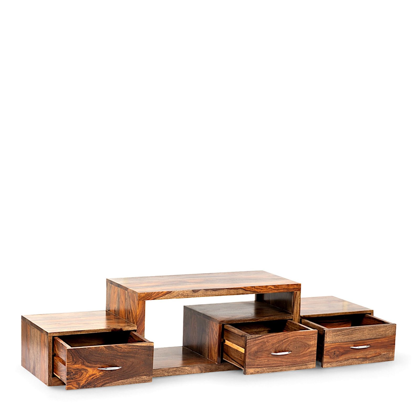 Ikiriya Vintara Sheesham Wood Contemporary TV Entertainment Unit for TV upto 60 inch in Teak Finish - Image 2