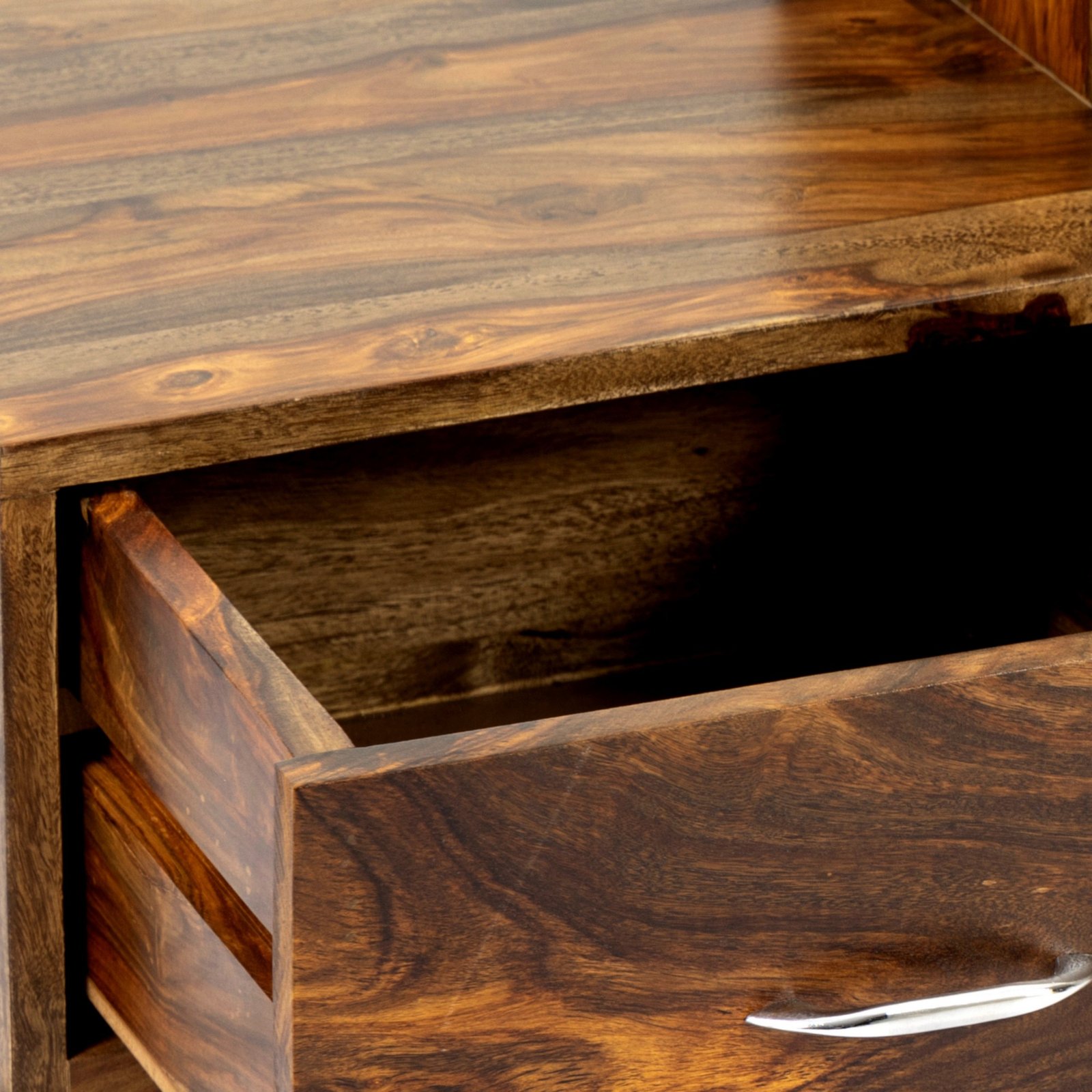 Ikiriya Vintara Sheesham Wood Contemporary TV Entertainment Unit for TV upto 60 inch in Teak Finish - Image 9