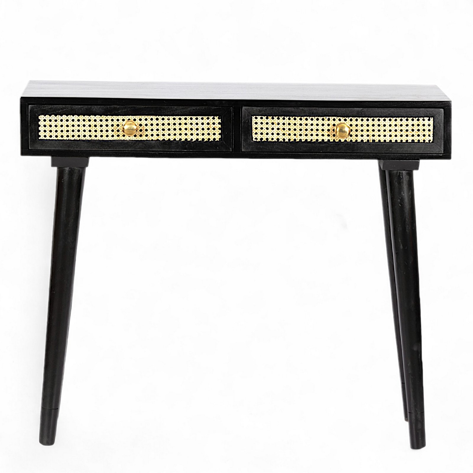 Ikiriya Rockport Sheesham Wood Mid Century Console Table with Rattan Work - Image 11
