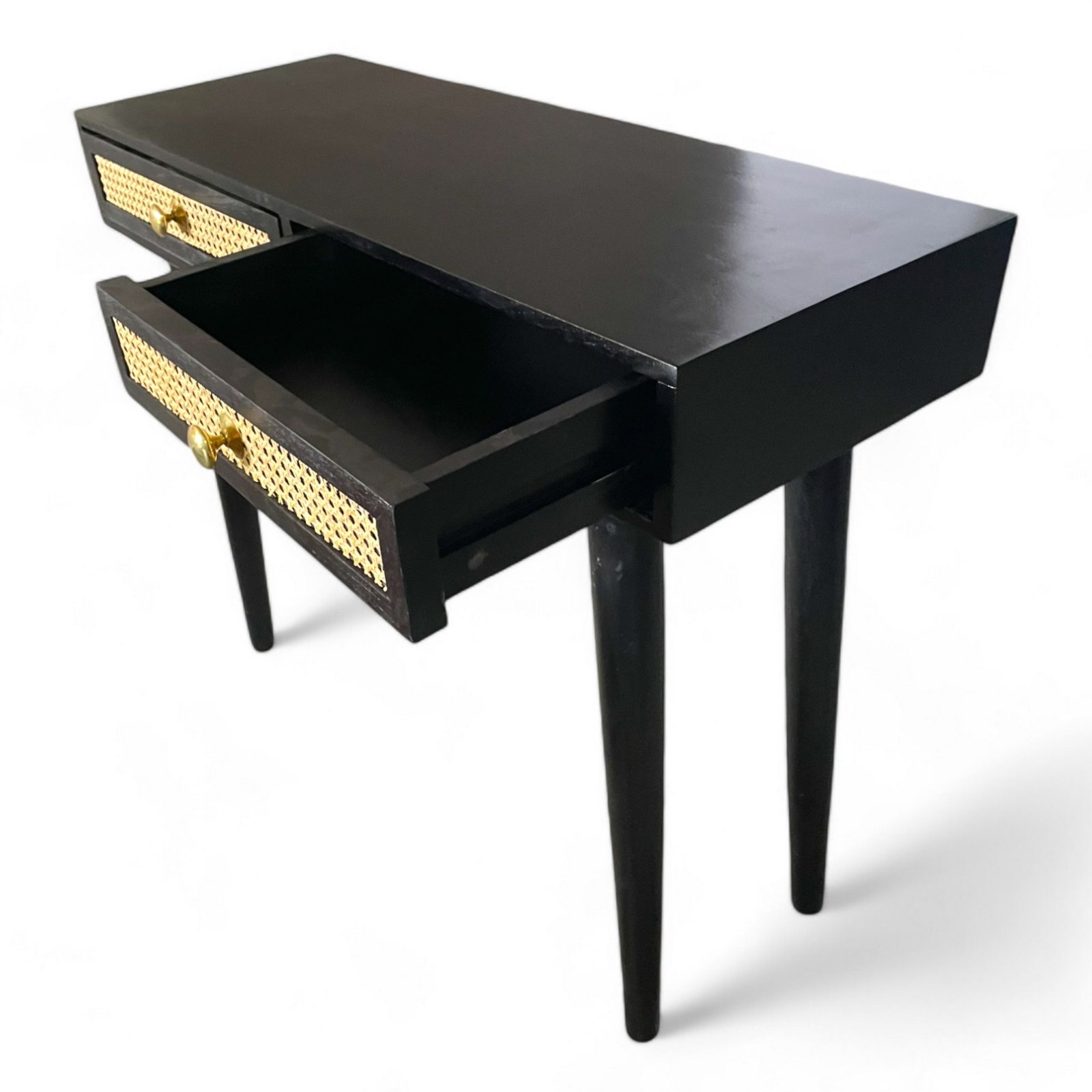 Ikiriya Rockport Sheesham Wood Mid Century Console Table with Rattan Work - Image 3