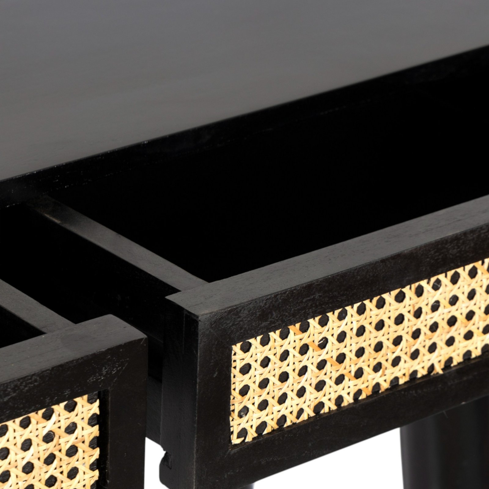 Ikiriya Rockport Sheesham Wood Mid Century Console Table with Rattan Work - Image 4