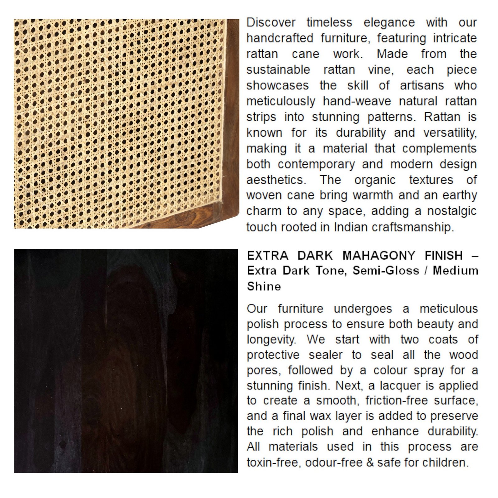 Ikiriya Rockport Sheesham Wood Mid Century Console Table with Rattan Work - Image 5