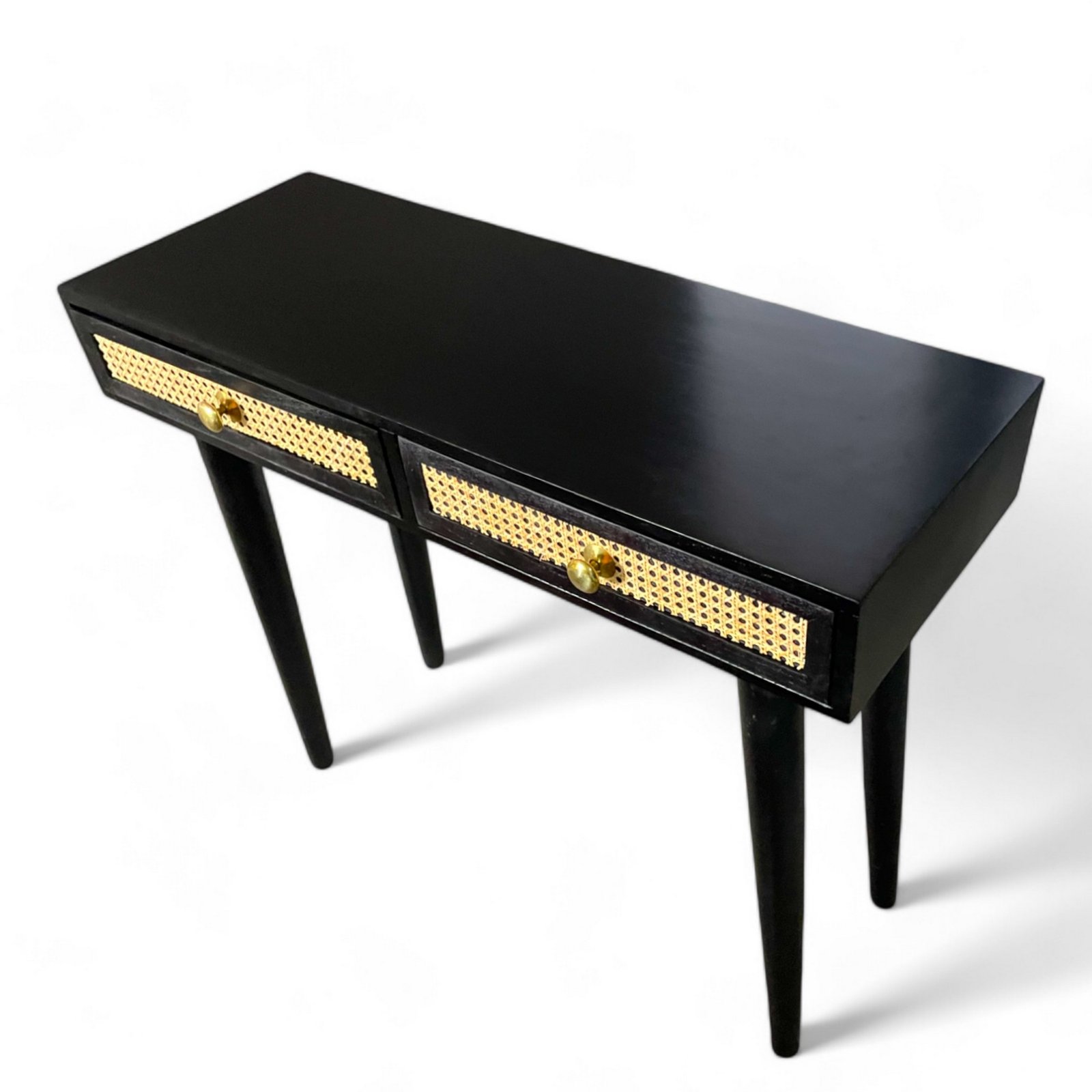 Ikiriya Rockport Sheesham Wood Mid Century Console Table with Rattan Work - Image 9