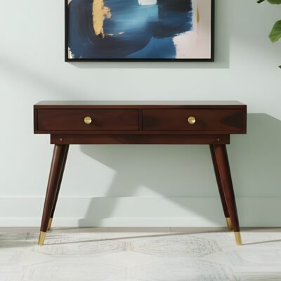 Ikiriya Vintara Sheesham Wood Contemporary Console Table in Dark Walnut Finish
