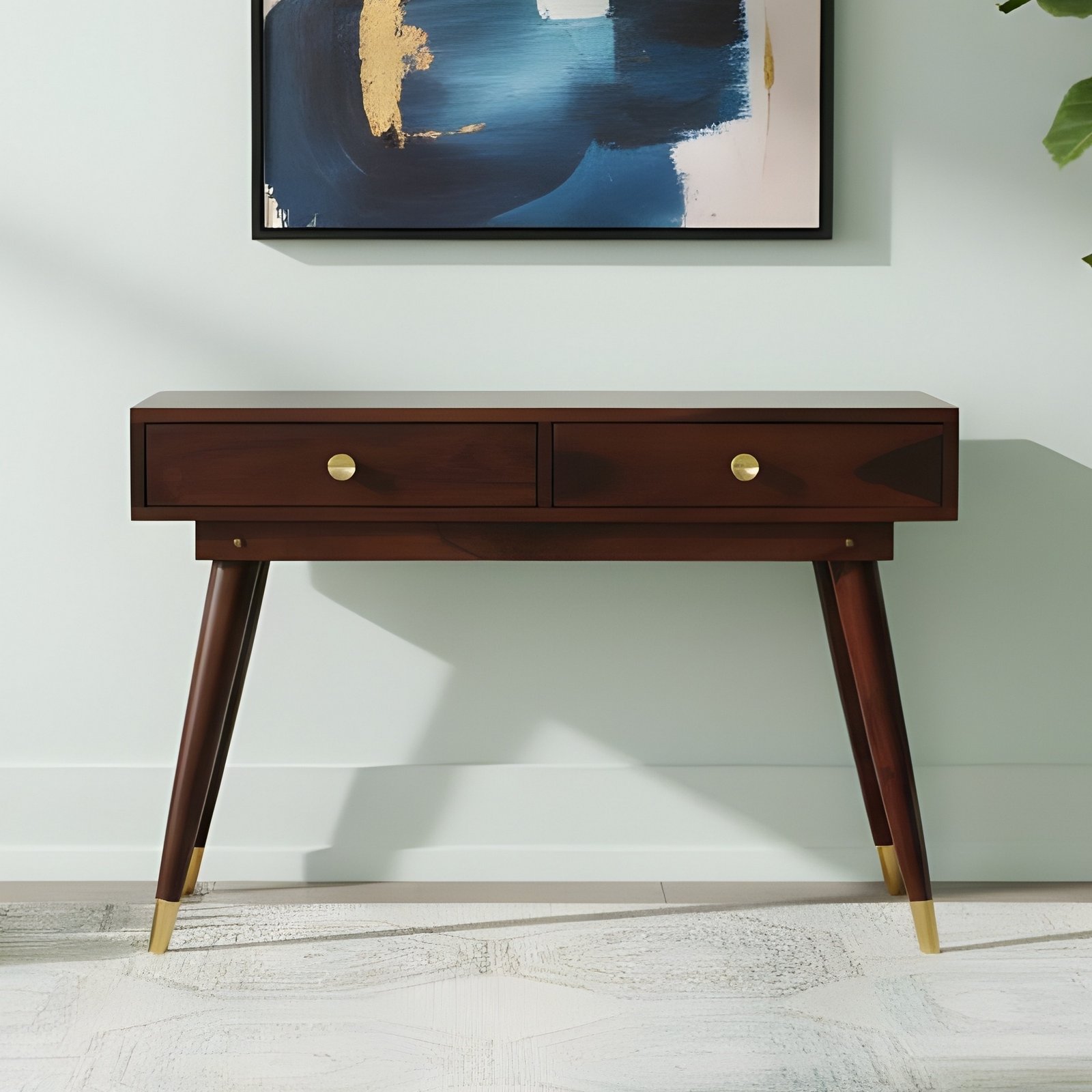 Ikiriya Vintara Sheesham Wood Contemporary Console Table in Dark Walnut Finish