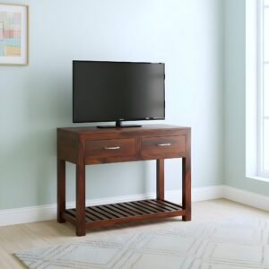 Ikiriya Allen Sheesham Wood Contemporary Console Table / Cabinet in Dark Walnut Finish
