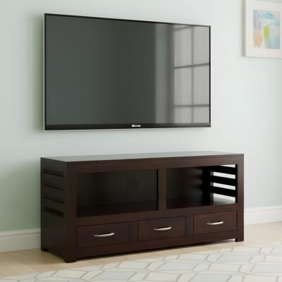 Ikiriya Allen Sheesham Wood Contemporary TV Entertainment Unit / Cabinet for TV upto 60 inch in Dark Walnut Finish