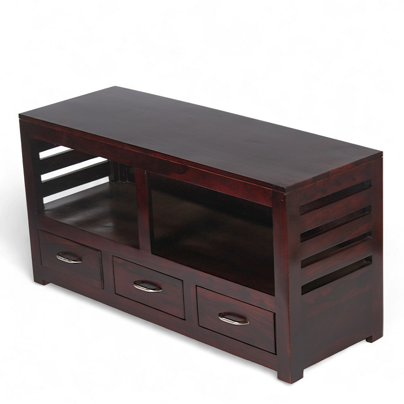 Ikiriya Allen Sheesham Wood Contemporary TV Entertainment Unit / Cabinet for TV upto 60 inch in Dark Walnut Finish - Image 8