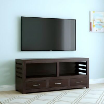 Ikiriya Allen Sheesham Wood Contemporary TV Entertainment Unit / Cabinet for TV upto 60 inch in Dark Mahagony Finish
