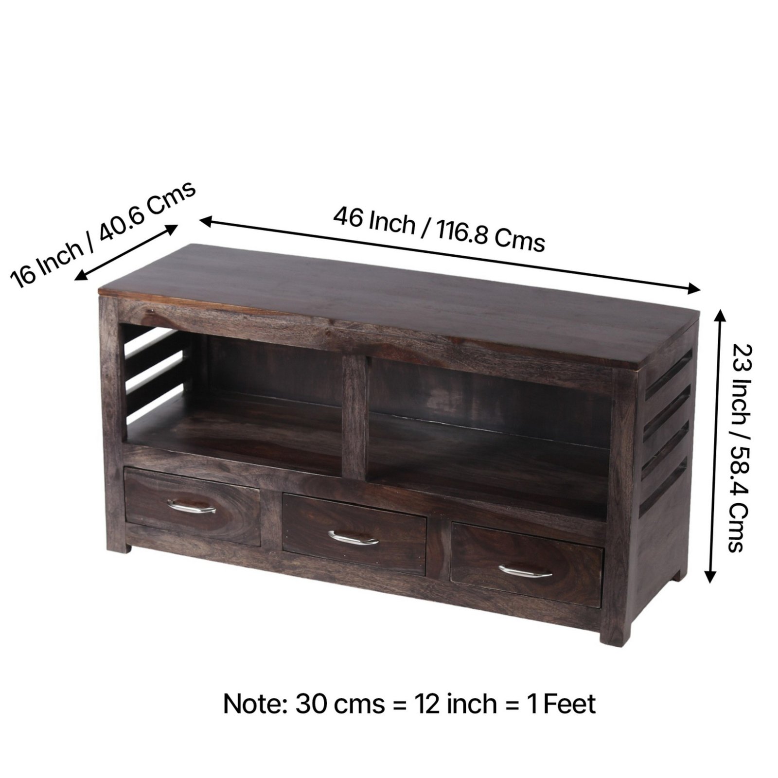 Ikiriya Allen Sheesham Wood Contemporary TV Entertainment Unit / Cabinet for TV upto 60 inch in Dark Mahagony Finish - Image 5