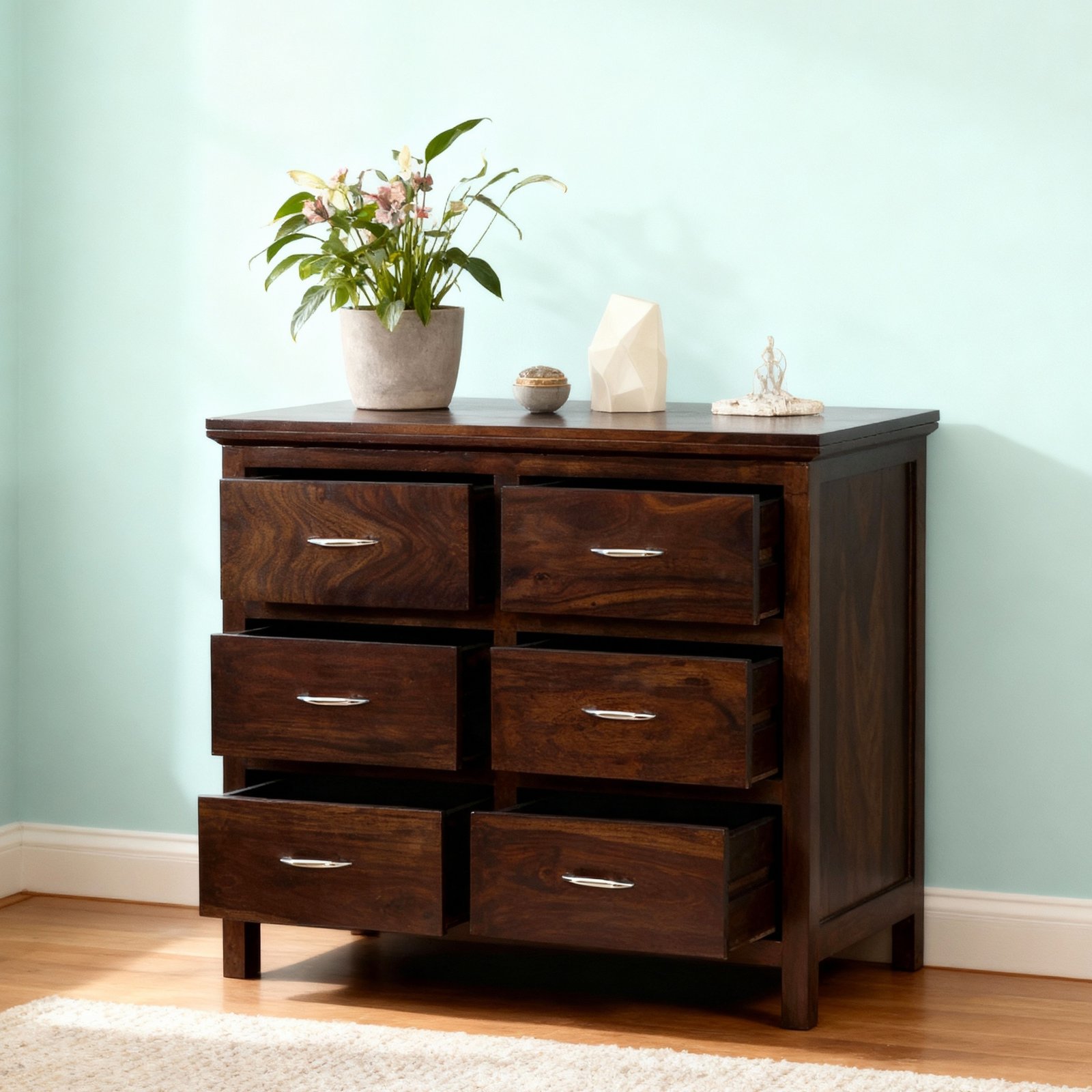 Ikiriya Elder Sheesham Wood Contemporary Cabinet/ Chest of Drawers in Provisional Teak Finish