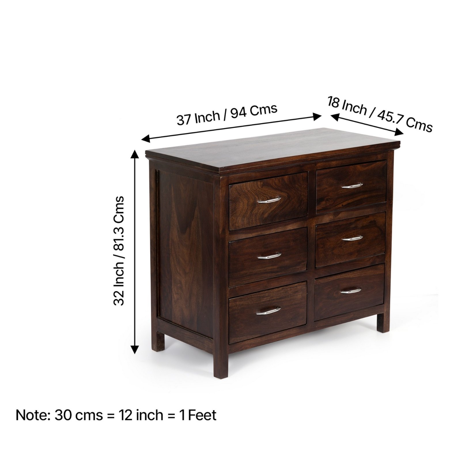 Ikiriya Elder Sheesham Wood Contemporary Cabinet/ Chest of Drawers in Provisional Teak Finish - Image 5