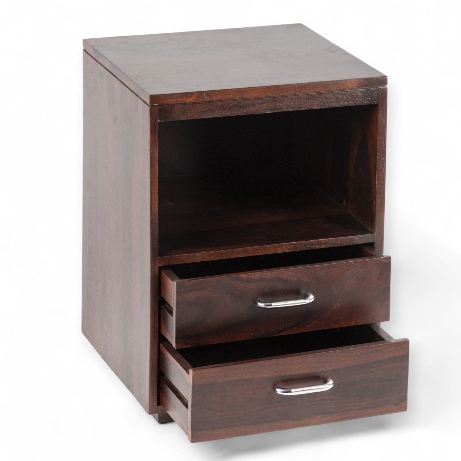 Ikiriya Kassel Sheesham Wood Contemporary Bedside Table/ End Table in Dark Walnut Finish - Image 3