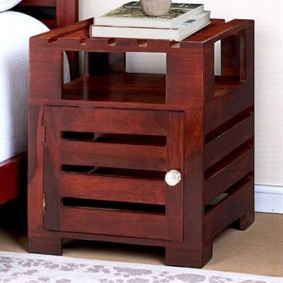 Ikiriya Harvey Sheesham Wood Contemporary Bedside Table/ End Table in Honey Finish