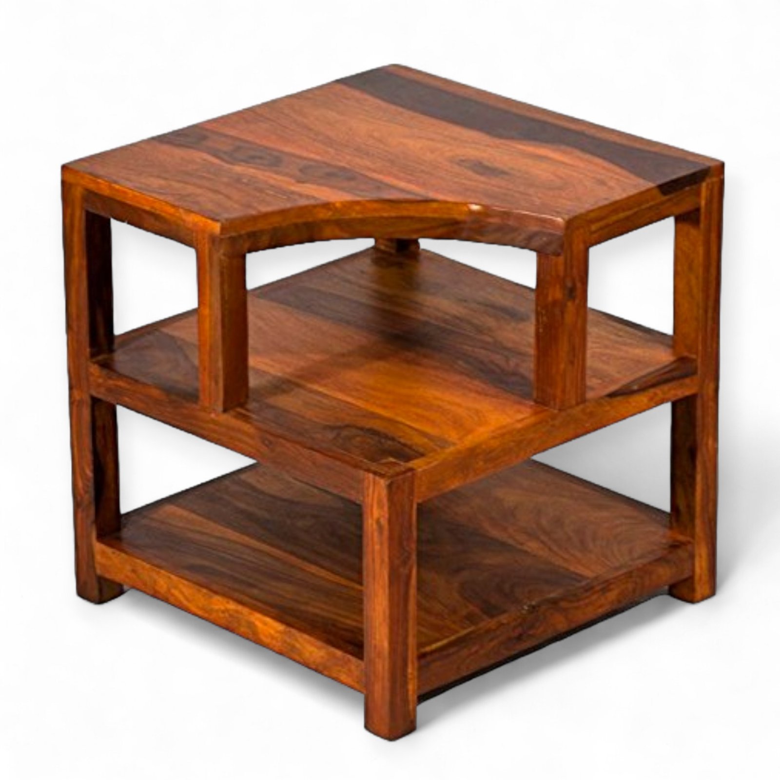 Ikiriya Aural Sheesham Wood Contemporary Bedside Table/ End Table in Pine Finish (Lgo) - Image 3