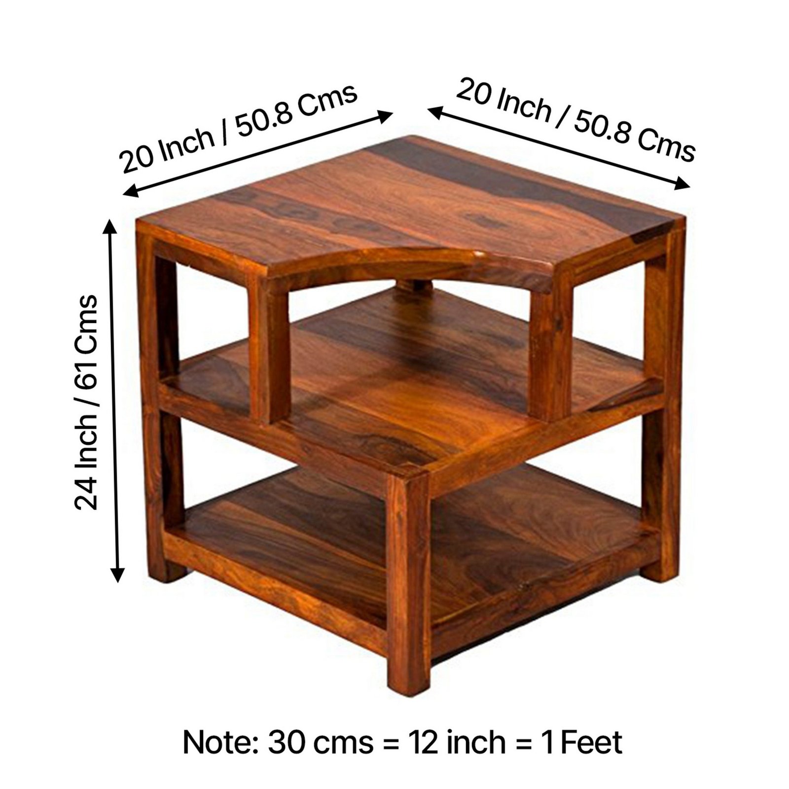 Ikiriya Aural Sheesham Wood Contemporary Bedside Table/ End Table in Pine Finish (Lgo) - Image 4