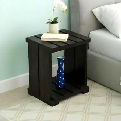 Ikiriya Arista Sheesham Wood Contemporary Bedside Table/ End Table in Dark Mahagony Finish