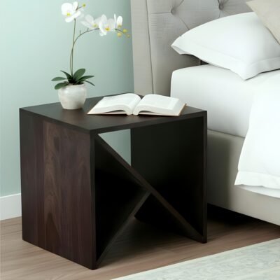 Ikiriya Noah Sheesham Wood Contemporary Tea Table/ End Table in Dark Mahagony Finish