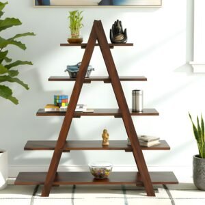 Ikiriya Kassel Sheesham Wood Accent Book Shelf / Showcases / Display Unit in Dark Walnut Finish