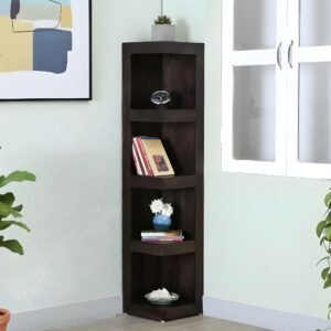 Ikiriya Kassel Sheesham Wood Accent Book Shelf / Showcases / Display Unit in Dark Mahagony Finish