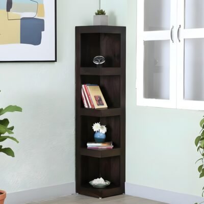 Ikiriya Kassel Sheesham Wood Accent Book Shelf / Showcases / Display Unit in Dark Mahagony Finish
